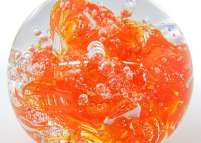 presse-papier sulfure orange transparente en verre patrick kimbert