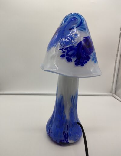 lampe champignon en cristal soufflé bouche a la petite verrerie
